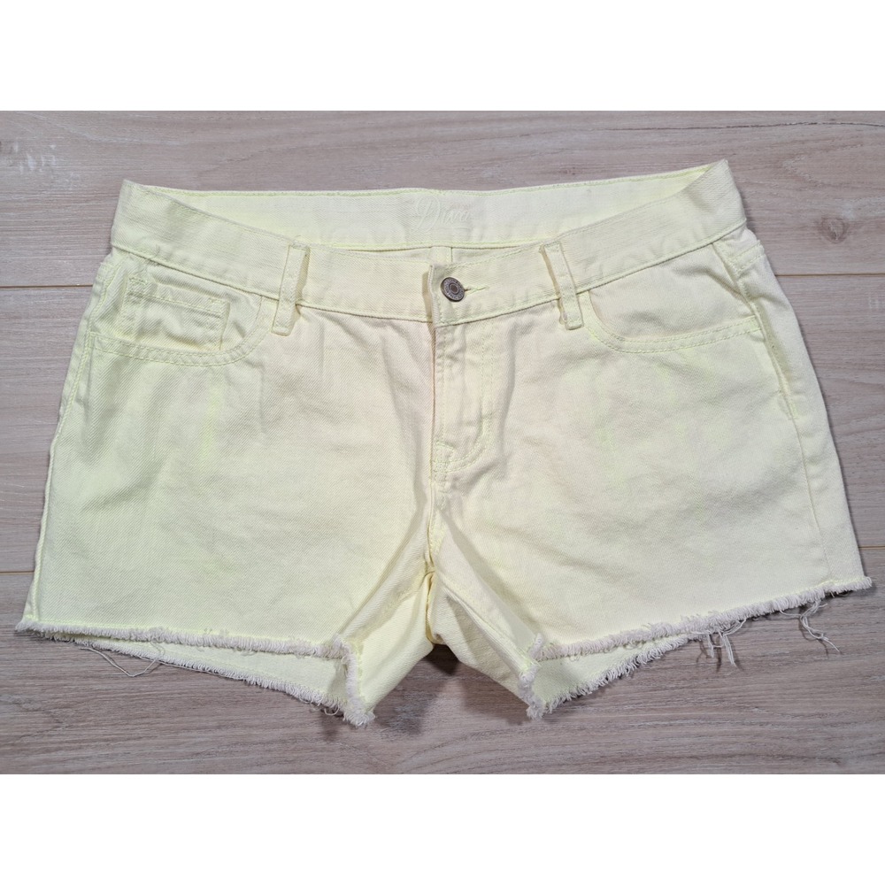 Old Navy Diva Neon Yellow Denim Shorts Frayed Hem Size 6 387373-02 Summer Casual